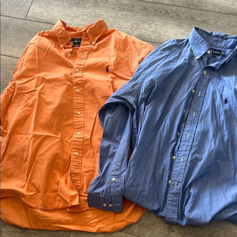 Polo by Ralph Lauren Men's Orange and Blue Casual button down Shirts